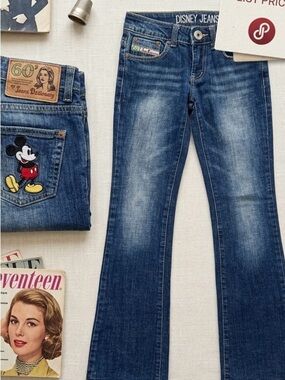 Rare Vintage Disney Mickey '60' Jeans Dictionary Flare Jeans - Sz. 25, inseam 31